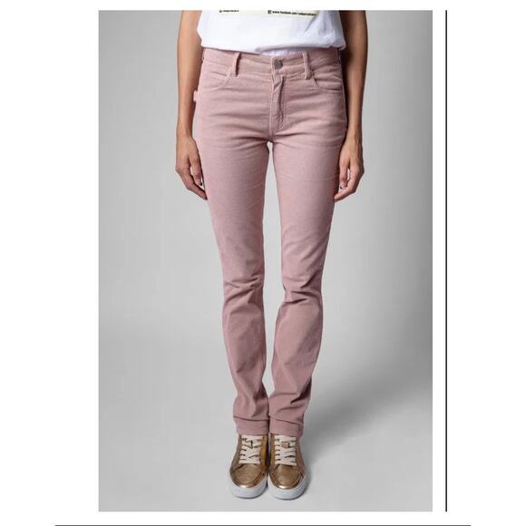Zadig‎ & Voltaire Clint Velours Rose Pink Trousers Pants Size 40 US Large NWT - Picture 1 of 11